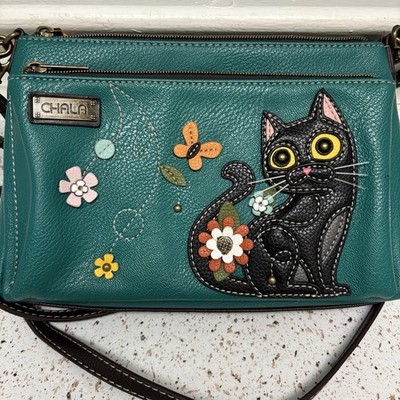 Chala BLACK CAT Deluxe Crossbody RFID Protected Vegan Leather Bag