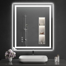 LED Bathroom Mirrors 38"x40" Bathroom Mirror with Lights for Wall, Backlit ...