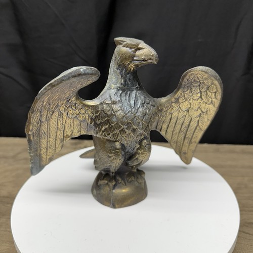 Vintage Brass Heavy American Eagle Flagpole Topper 6” H x 61/2” W