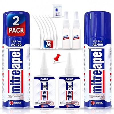 2PCS  CA Glue with Activator Kit 2x3.5oz-2x13.5fl oz Instant Bond Professional C