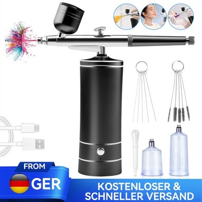 AIRBRUSH SET MIT SPRITZPISTOLE kabelloses KOMPRESSOR KOMPLETT SET SprühPistole..