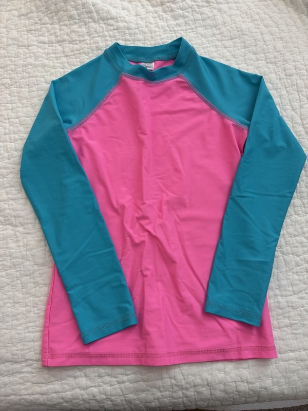 City Threads Girls Colorblock Rash Guard Long Sleeve UPF 50+ Pink Blue 12