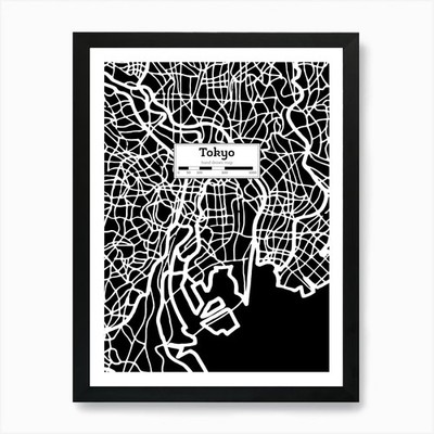 Tokyo (Japan) City Map  Hand-drawn Framed Wall Art Poster Canvas Print Picture