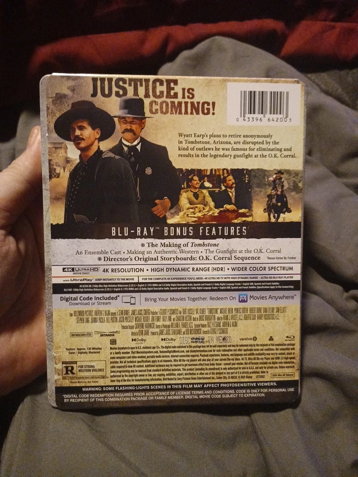 TOMBSTONE 4K + BLU-RAY + DIGITAL STEELBOOK SOLD OUT Minty Brand New Sealed - Image 3 of 3