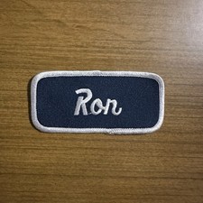 Vintage Embroidered Work Uniform Name Tag Badge RON Unique Patch 70s 80s A35