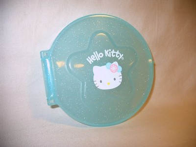 Vintage Hello Kitty Plastic CD Case Holder Blue Sparkle Cool