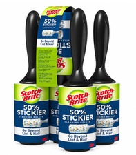 5 Pack Scotch-Brite 3M Lint Roller 50 Stickier 95 Sheets  Pet Hair, Crumbs 