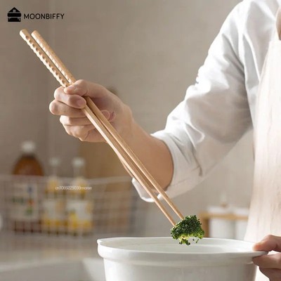 New 1pair of Extra Long Beech Wooden Noodles Kitchen Cooking Frying Chopsticks