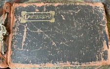 Antique Photo Album Hudson’s Detroit Red Lion Gas Barber Dogs Cemetery & More