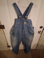 Vintage Round House Overalls Mens 42x30 Blue Denim Bib Workwear Carpenter