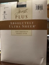 Hanes Vintage Absolutely Ultra Sheer Pantyhose 2000 Control Top Jet Sz Two Plus