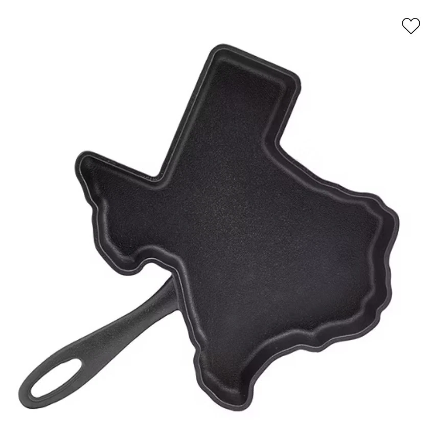 NEW Smith & Clark Pre-Seasoned Cast Iron Texas-Shaped Skillet, 13x12x1.5 inches