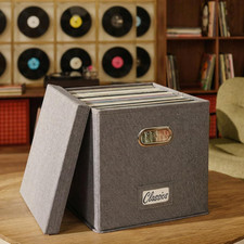 ZICOTO Decorative Vinyl Record Storage Box for 50 Single Records - Sturdy and E