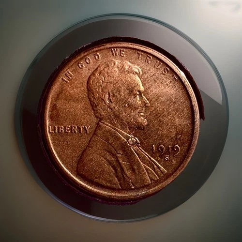 1919-S RED Lincoln Wheat Cent Penny MS Condition Rare Double Die Reverse DDR