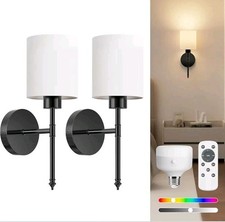 Battery Operated Wall Sconces with Remote Set of 2 Rechargeable Wall Light 22"