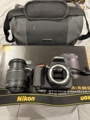 Nikon D3500 24.2 MP Digital Camera - Black (Kit 18-55mm & 70-300mm) Bundle