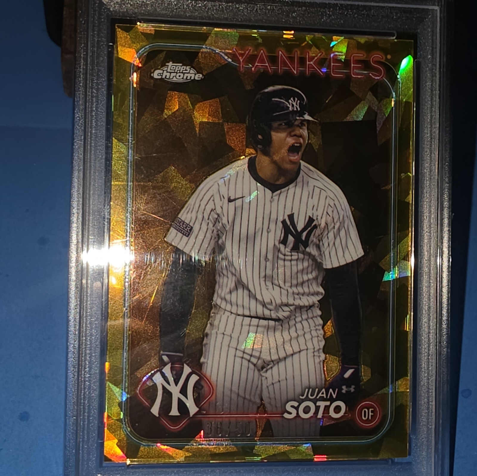 Topps 2024 Chrome Update Sapphire Juan Soto USCS1 Gold /50 Yankees PSA 10 view 7