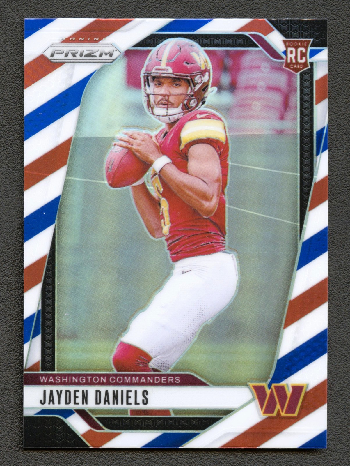 JAYDEN DANIELS 2024 PRIZM RED WHITE BLUE REFRACTOR COMMANDERS ROOKIE RC #347