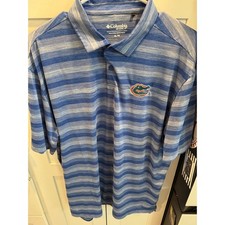 Columbia Golf Florida Gators Mens XL Blue Striped Performance Polo Shirt NCAA