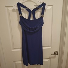 Joseph Ribkoff Royal Blue Cowl Neck Embellished Strap Cocktail Dress Size 6