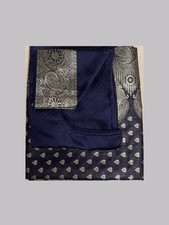 Navy Blue Indian Katan Saree with Matching Blouse
