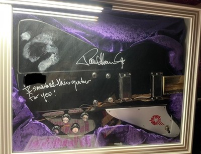 KISS Paul Stanley Makeup Imprint Stage Used/Smashed Guitar 2014 Signed