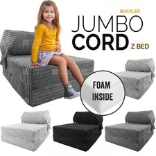 Single Chair Bed Sofa Z bed Jumbo Cord Seat Foam Fold Out Guest Futon Kids