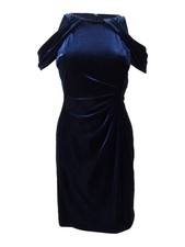 Lauren by Ralph Lauren Women's Velvet Off-The-Shoulder Dress (12, Navy)