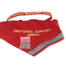 Emotional Support Animal Bandana/ 2 Collars Tag with Reflective Strip