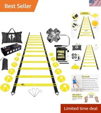 Agility Ladder Training Kit - 20ft with Speed Parachute, Cones  Carry Bag