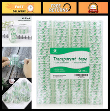 48 Rolls Crystal Clear Tape - Transparent Stationery Refills, 3/4" x 1000", Gift