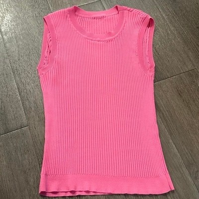 Y2K preppy Bubble gum Pink ribbed tank top size small