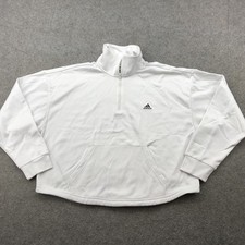 Adidas Pullover Womens Large White Quarter Zip AEROREADY Training Sweatshirt