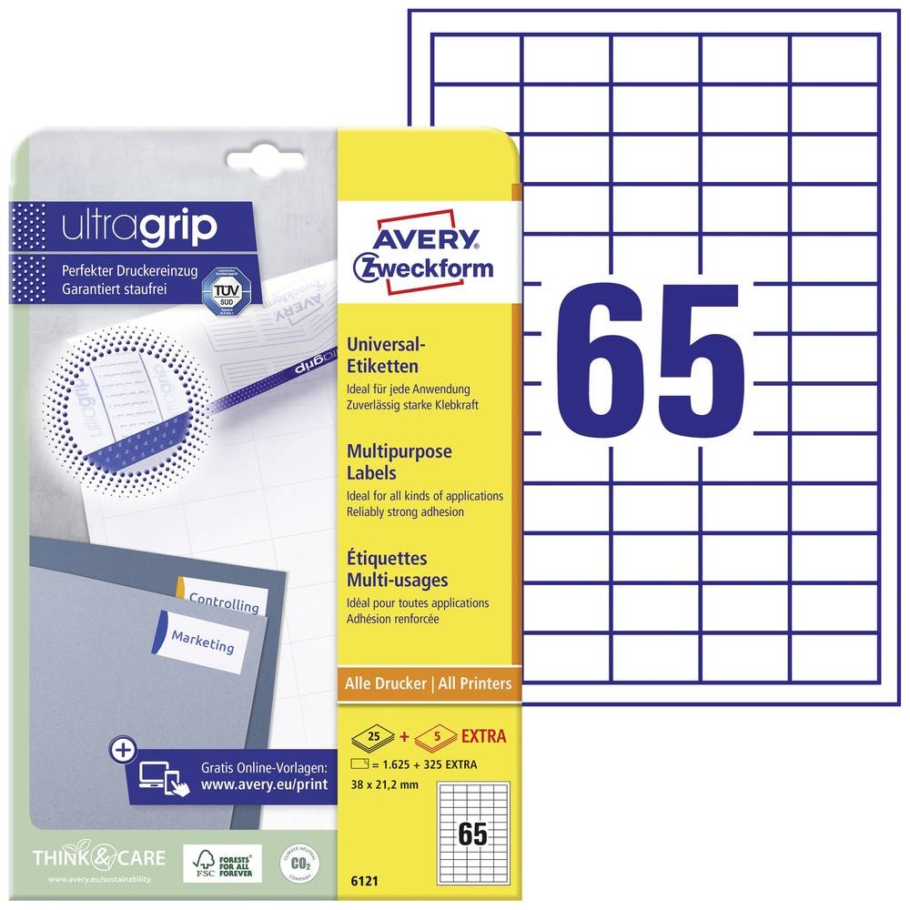 Étiquettes universelles Avery-Zweckform 6121 pour organiser vos dossiers et boîtes de rangement