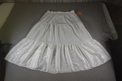 Vintage Western Skirt Womens Large White Ruffle Cowgirl Rodeo Show Dance Ranch