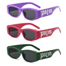 3 Pack Irregular Rectangle Sunglasses for Women Men Luxury Letter Small Frame...