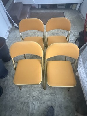 Folding Vintage Meco Folding Chair Gold Metal Frame Made In USA