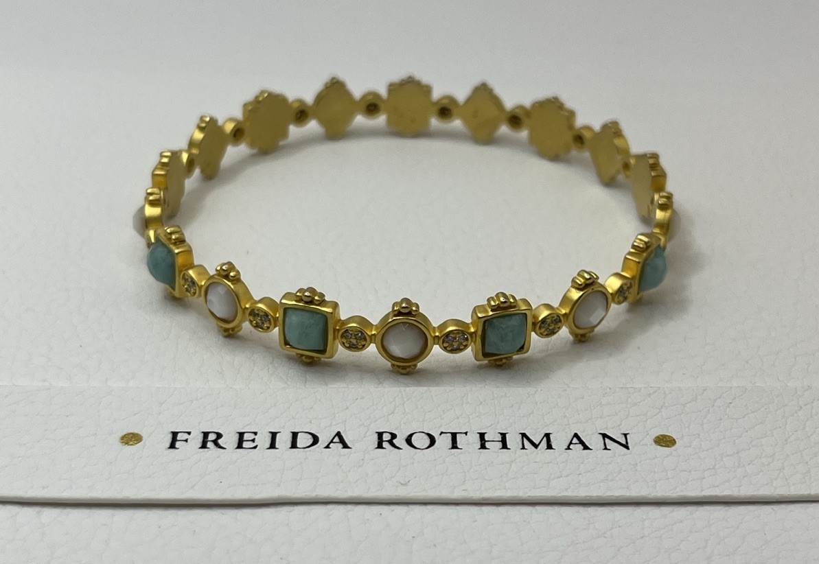 Freida Rothman Amazonite & Mother Of Pearl Bangle Bracelet