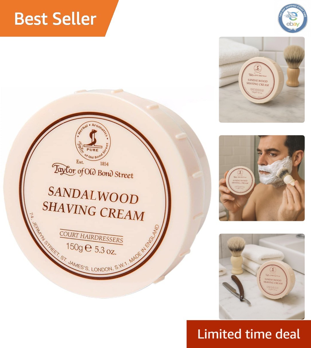 Taylor Of Old Bond Street Sandalwood Shaving Cream, 5.3-Oz -
