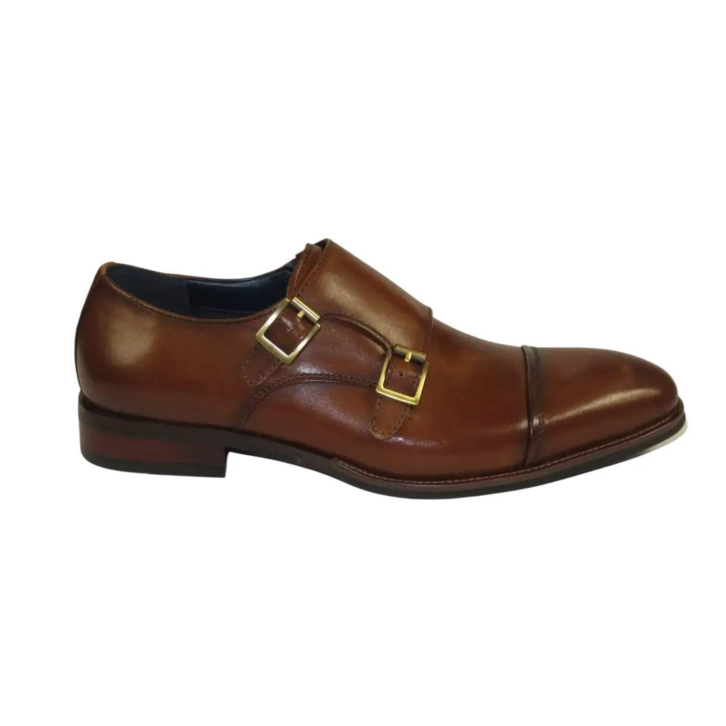 Men's Shoes STEVE MADDEN Leather upper Double Buckle Cap Toe TEON Tan image 7