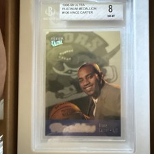 1998-99 Fleer Ultra Rookies Vince Carter #106P Platinum Medallion /66 (RC) BGS 8