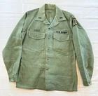 Vintage US Army OG-107 Utility Shirt Vietnam Era A5 Patch Named “Crist” Large