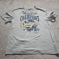 Dodgers 2025 World Series Official Champions T-Shirt Grey XL New w/o Tags
