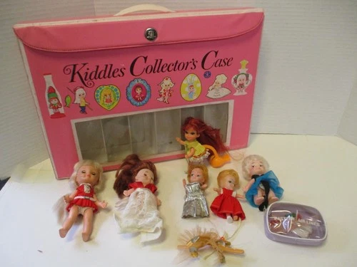 Vintage 1967 Mattel KIDDLES COLLECTOR CASE With Dolls and Accessories