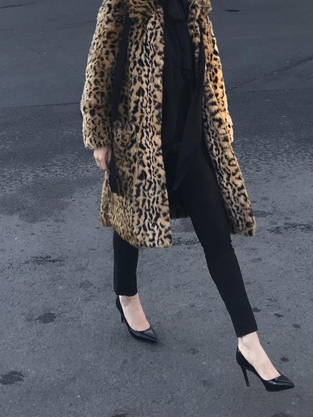 Women Erdem for H&M Coat Brown Faux Fur 32 / XXS /