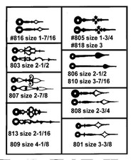 11 sets Clock Hands Black Hour & Minute hands...