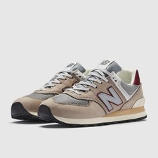 New Balance 574 PREMIUM Men's Running Shoes Arid Stone / Gray / Monarch Red NIB