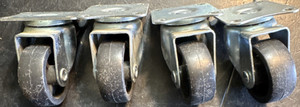 Set of 4 Swivel Plate Caster  Wheels with Mounting Plates, Metal Frame, Black