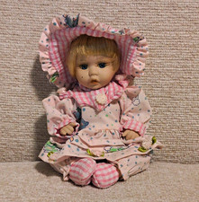 Blonde Blue-Eyed Baby Girl Doll Light Complexion Pink Outfit  Bonnet BX2354