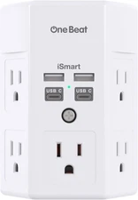 5 Outlet Extender Surge Protector Multi Plug Wall Adapter USB Charger Ports with